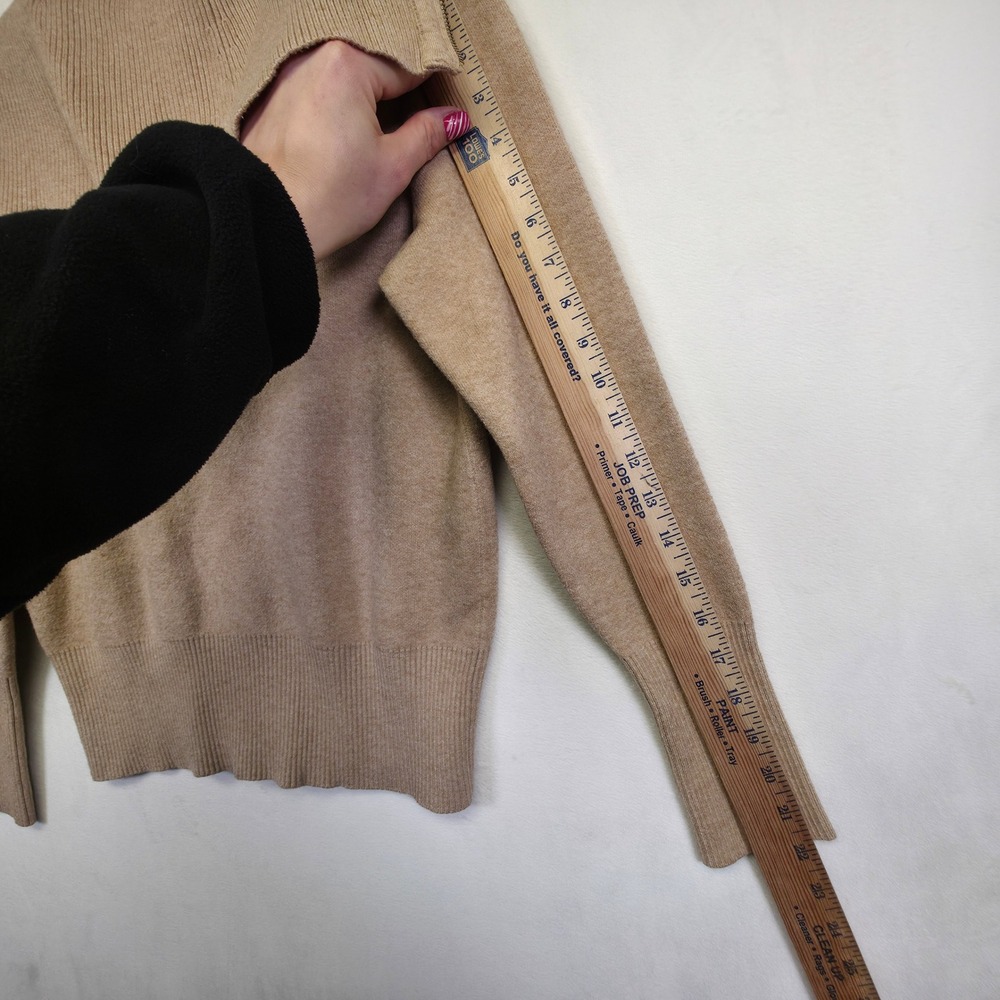 Andrew Marc Cardigan Womens XS Beige Turtleneck Ribbed Knit Minimalist‎ Layering - Picture 11 of 13